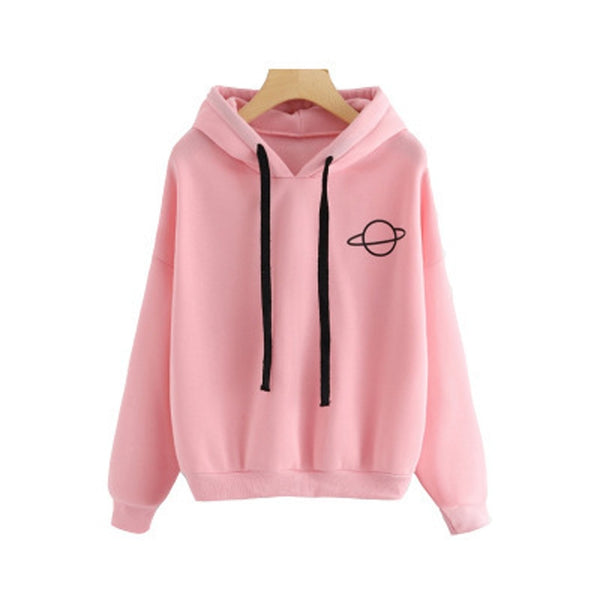 Loose Printed Hooded Sweatshirt Hoodies Long Sleeved Pullover Women