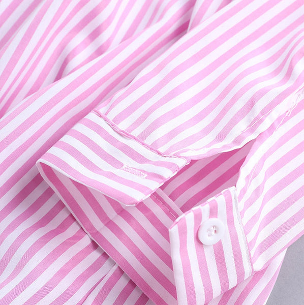 Fashion womens tops and blouses 5xl Women Chic Stripe Long Sleeve