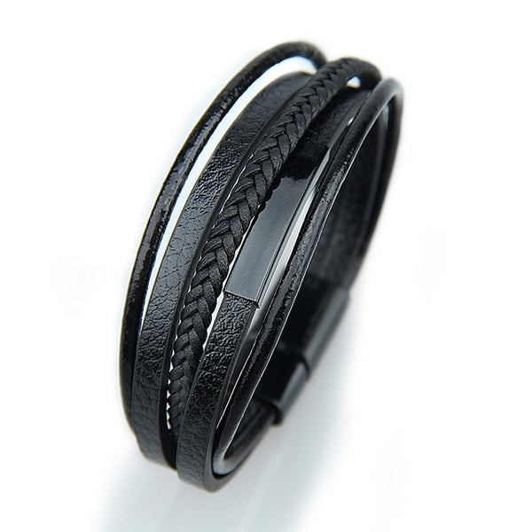 ZG Wholesale Men's Braided Leather Bracelets armband heren in Black and Brown Color with Magnetic Elegent Bracelet for Man
