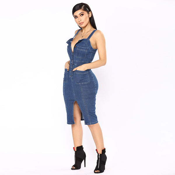 Korean Denim dress for women 2019