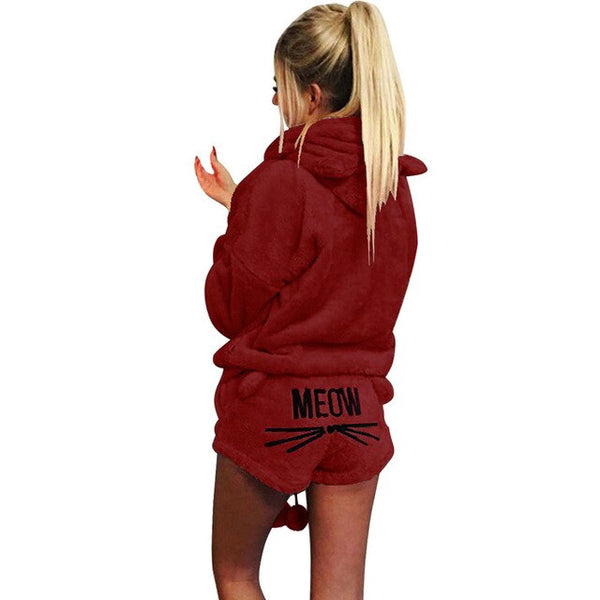 2019 New Women Coral Velvet Suit Two Piece