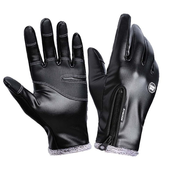 Winter Warm Men's Leather Gloves Black Touch Screen Gloves For Men