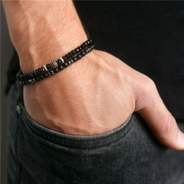 2019 New Fashion Men Bracelet Sets Trendy Handmade Classic Strand Stone Beaded Bracelet For Men Jewelry Gift Pulsera Hombre