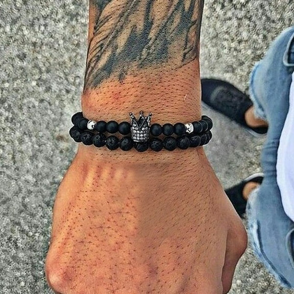 2019 New Fashion Men Bracelet Sets Trendy Handmade Classic Strand Stone Beaded Bracelet For Men Jewelry Gift Pulsera Hombre