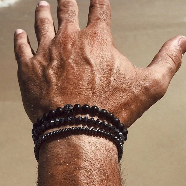 2019 New Fashion Men Bracelet Sets Trendy Handmade Classic Strand Stone Beaded Bracelet For Men Jewelry Gift Pulsera Hombre