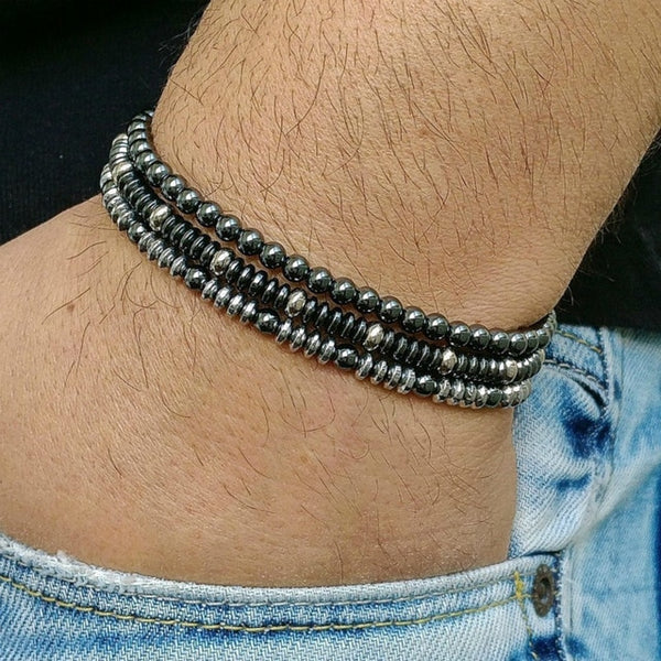 2019 New Fashion Men Bracelet Sets Trendy Handmade Classic Strand Stone Beaded Bracelet For Men Jewelry Gift Pulsera Hombre