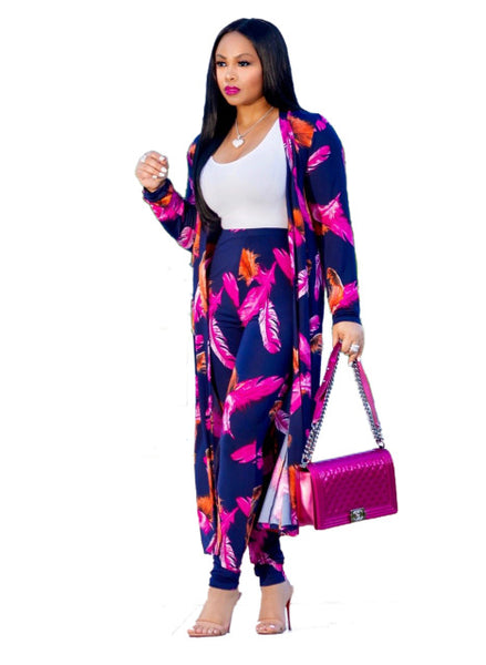 Summer 2 Piece Set Women Cardigan Long Trench