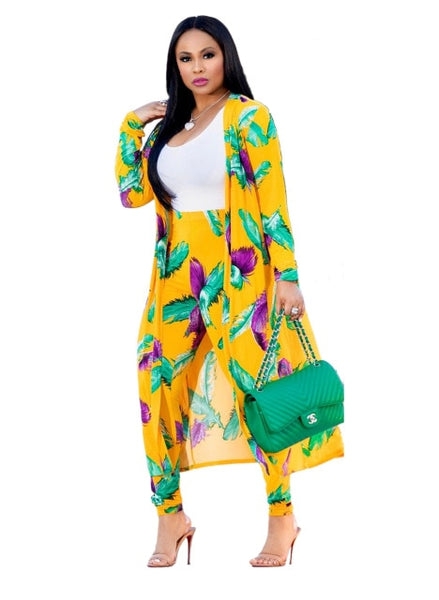 Summer 2 Piece Set Women Cardigan Long Trench