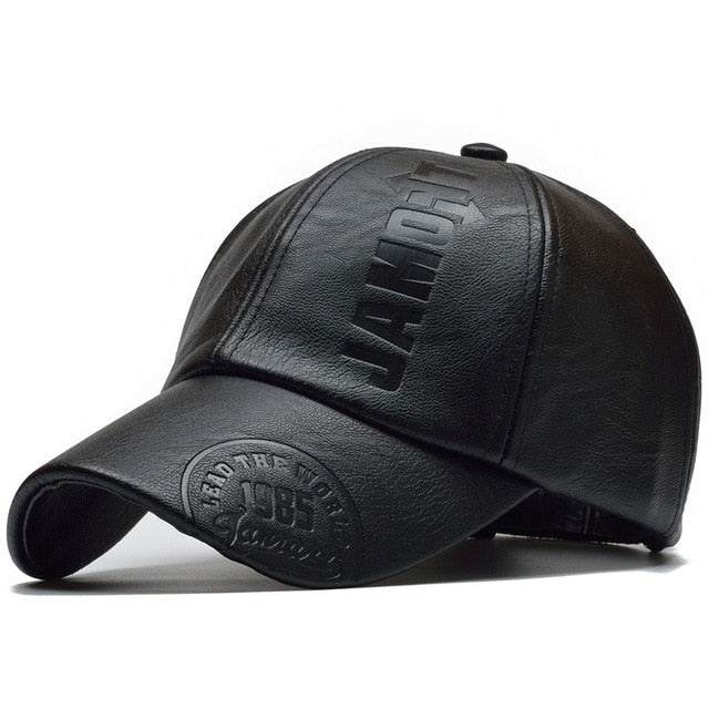 [NORTHWOOD] New High Quality Winter Cap PU Leather Baseball Cap Men