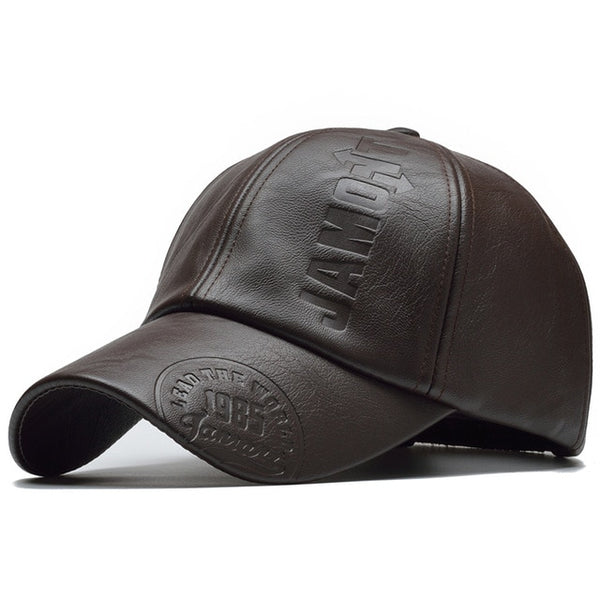 [NORTHWOOD] New High Quality Winter Cap PU Leather Baseball Cap Men