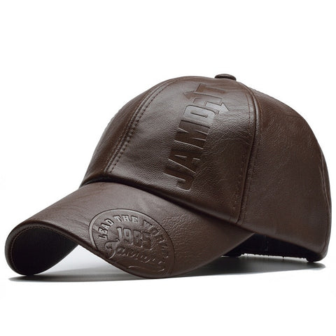 [NORTHWOOD] New High Quality Winter Cap PU Leather Baseball Cap Men