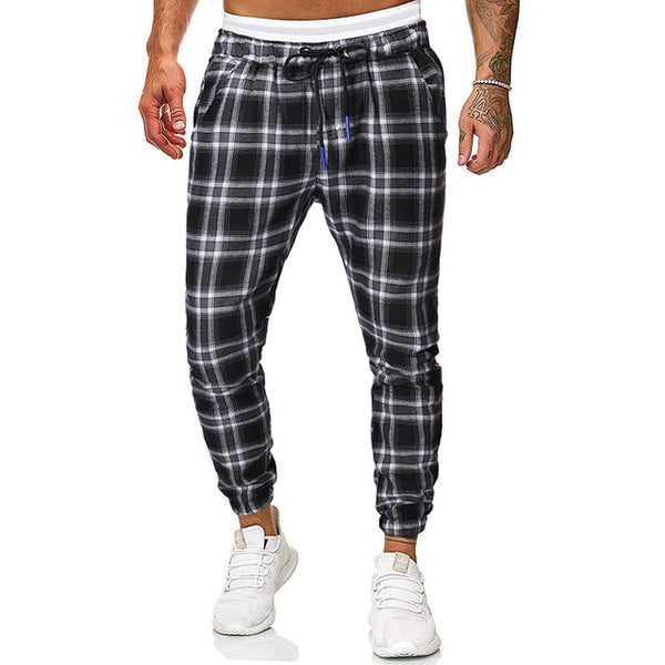 Plaid Toggle Drawstring Windbreaker Joggers
