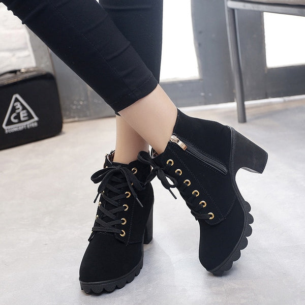 Ankle boots for women 2019 new elegant square heel shoes woman