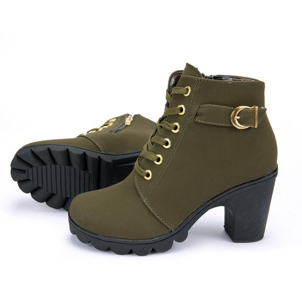 Ankle boots for women 2019 new elegant square heel shoes woman