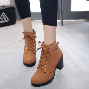 Ankle boots for women 2019 new elegant square heel shoes woman