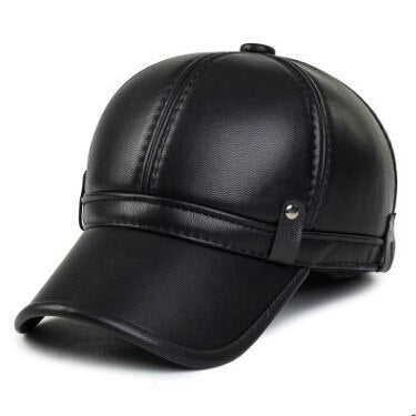 XdanqinX Men's Faux Leather Baseball Caps With Earmuffs Thicker Warm 2019 New Style Fashion Winter Snapback Bone Brand Dad's Hat