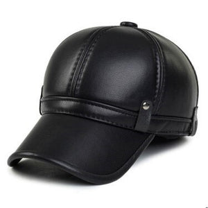 XdanqinX Men's Faux Leather Baseball Caps With Earmuffs Thicker Warm 2019 New Style Fashion Winter Snapback Bone Brand Dad's Hat