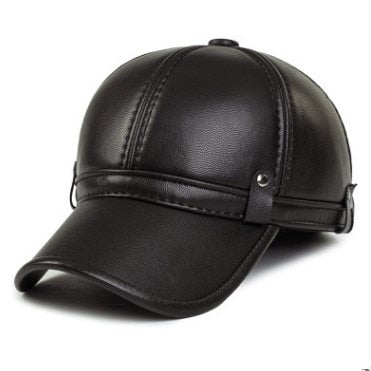 XdanqinX Men's Faux Leather Baseball Caps With Earmuffs Thicker Warm 2019 New Style Fashion Winter Snapback Bone Brand Dad's Hat