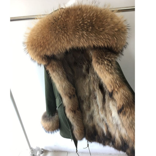 womens fox fur coat parkas winter jacket coat women parka big real
