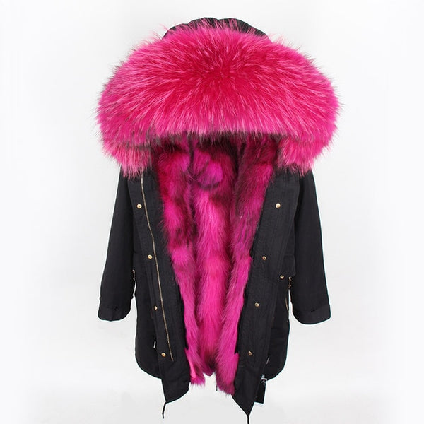 womens fox fur coat parkas winter jacket coat women parka big real
