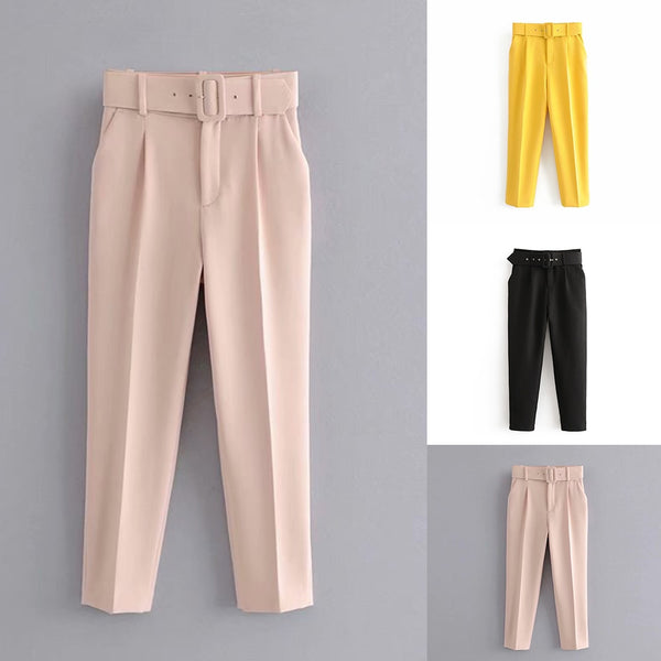 Glen Plaid Paperbag Pants