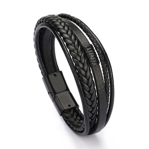 ZG Wholesale Men's Braided Leather Bracelets armband heren in Black and Brown Color with Magnetic Elegent Bracelet for Man