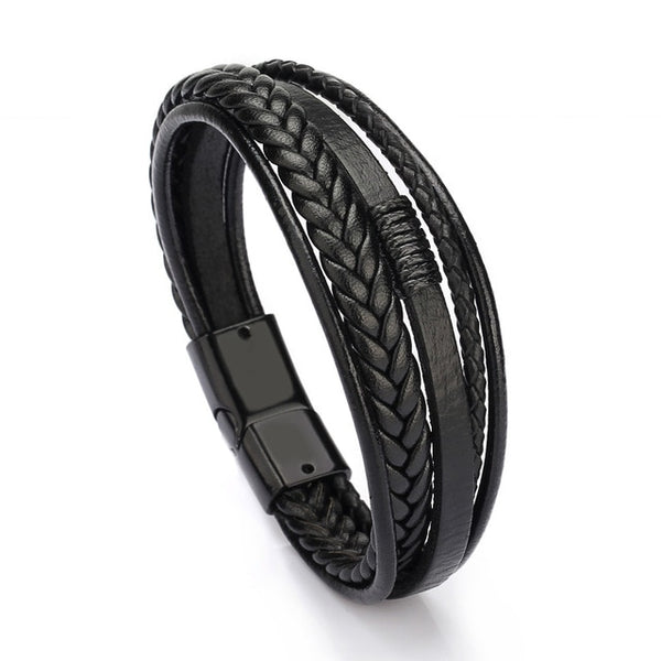 ZG Wholesale Men's Braided Leather Bracelets armband heren in Black and Brown Color with Magnetic Elegent Bracelet for Man