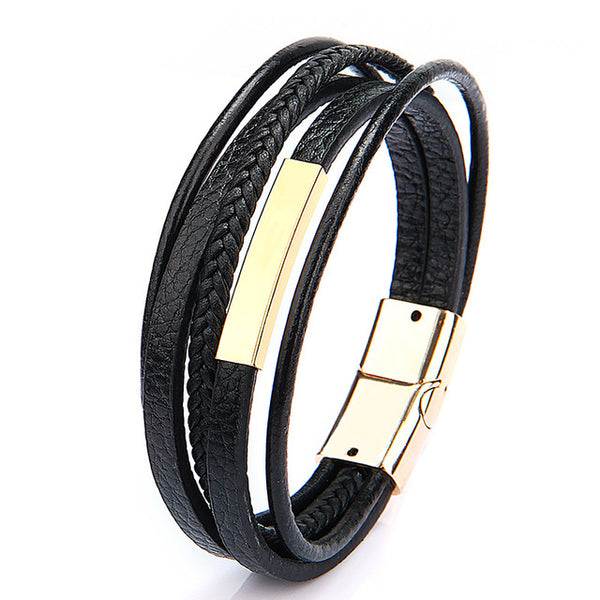 ZG Wholesale Men's Braided Leather Bracelets armband heren in Black and Brown Color with Magnetic Elegent Bracelet for Man
