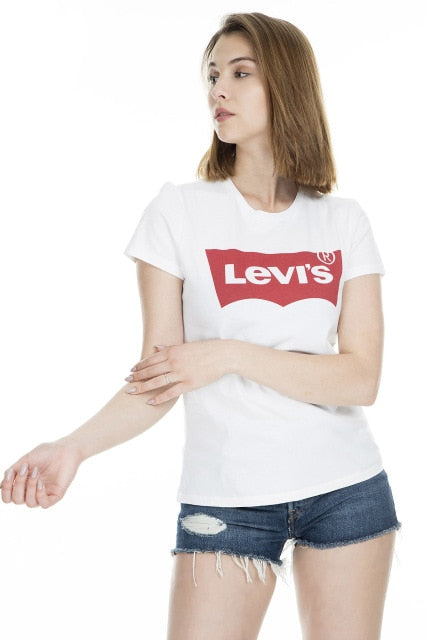 Levi's Printed Bicycle Neck T Shirts WOMEN T SHİRT