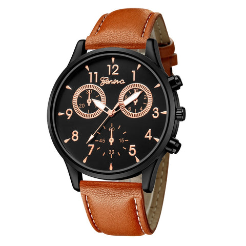 2019 Fashion Men's Leather Military Casual Analog Quartz Wrist Watch Business Watches Freeshipping & Wholesale Mnycxen #D