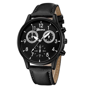 2019 Fashion Men's Leather Military Casual Analog Quartz Wrist Watch Business Watches Freeshipping & Wholesale Mnycxen #D