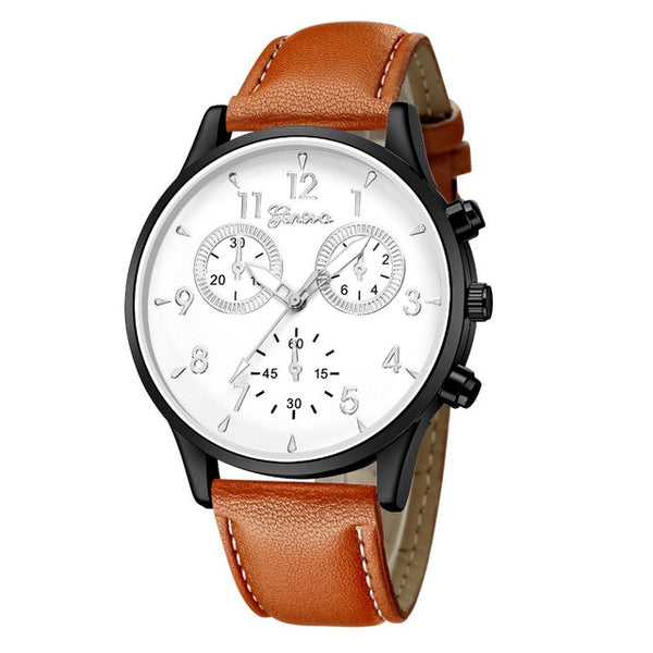 2019 Fashion Men's Leather Military Casual Analog Quartz Wrist Watch Business Watches Freeshipping & Wholesale Mnycxen #D