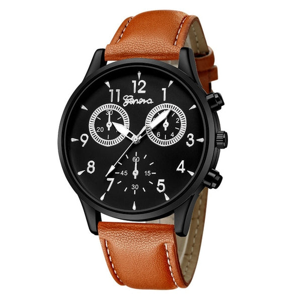 2019 Fashion Men's Leather Military Casual Analog Quartz Wrist Watch Business Watches Freeshipping & Wholesale Mnycxen #D