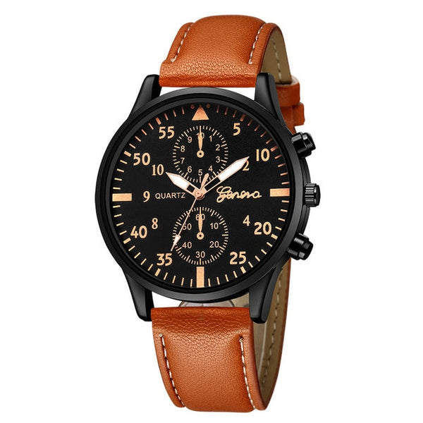 The Mens' Watches relogio masculino Quartz Wrist Watches High Quality PU Leather Watch Strap Analog Slim Dial Casual Waterproof