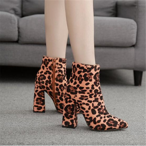 Faux Suede Leopard Print Booties