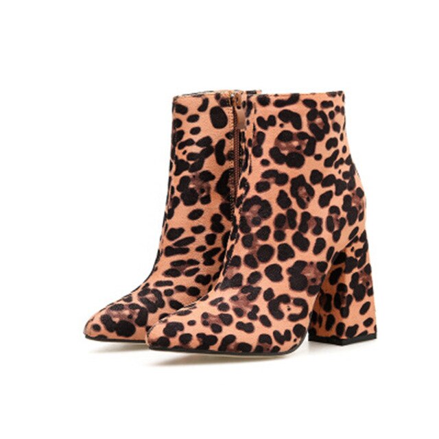 Faux Suede Leopard Print Booties