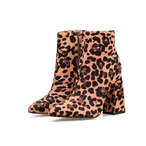 Faux Suede Leopard Print Booties