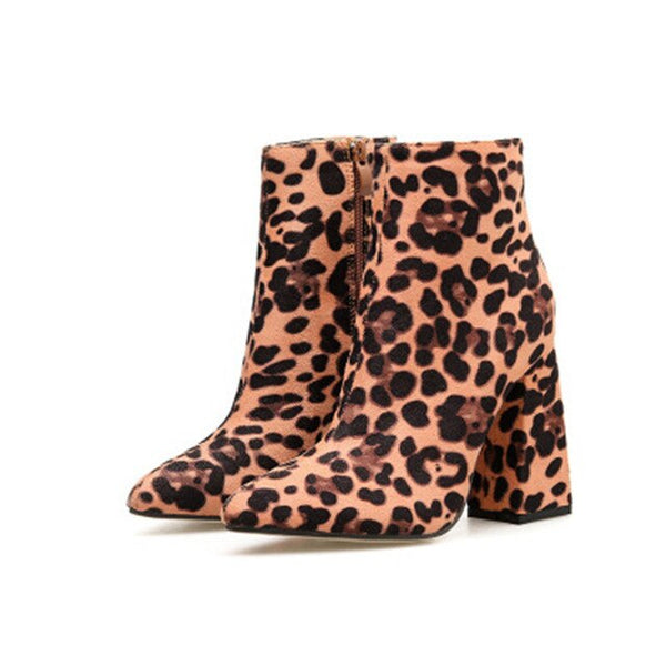 Faux Suede Leopard Print Booties