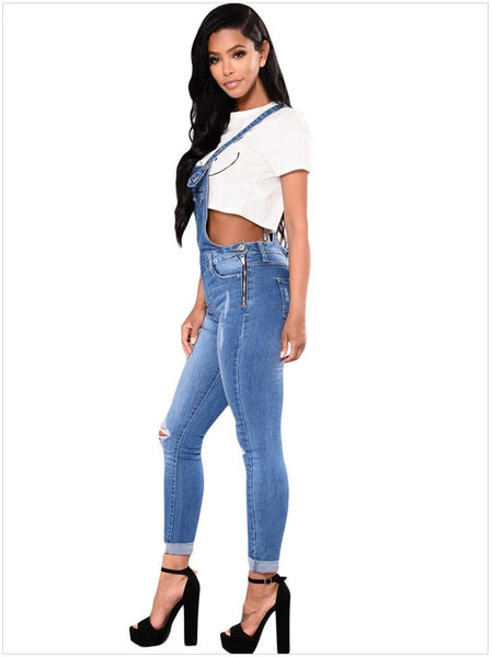 Denim Cargo Overalls