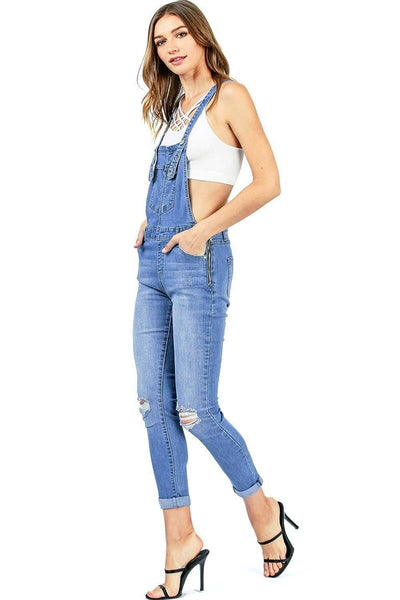 Denim Cargo Overalls