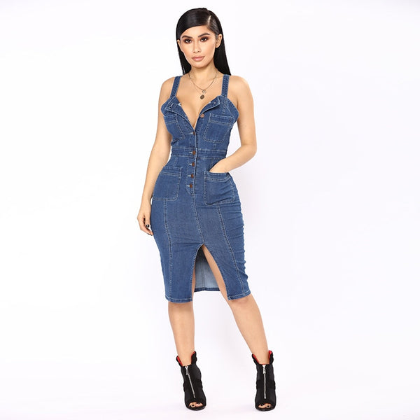 Korean Denim dress for women 2019