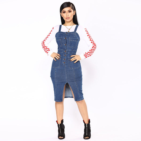 Korean Denim dress for women 2019