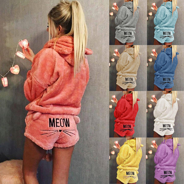 2019 New Women Coral Velvet Suit Two Piece