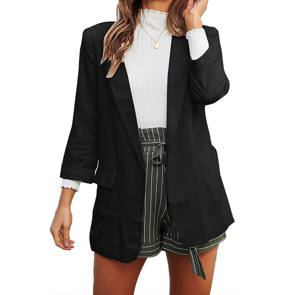 Wipalo Hot Fall Winter Women Blazer Business Solid Slim Suit Blazer Lapel Pocket