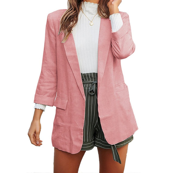 Wipalo Hot Fall Winter Women Blazer Business Solid Slim Suit Blazer Lapel Pocket