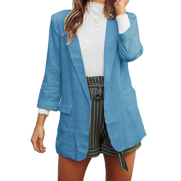 Wipalo Hot Fall Winter Women Blazer Business Solid Slim Suit Blazer Lapel Pocket