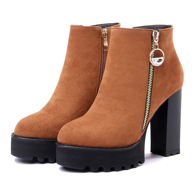 Platform Ankle Boots Women Autumn Winter Lady Shoes Fashion