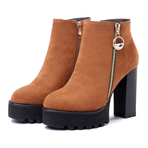 Platform Ankle Boots Women Autumn Winter Lady Shoes Fashion