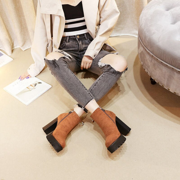 Platform Ankle Boots Women Autumn Winter Lady Shoes Fashion