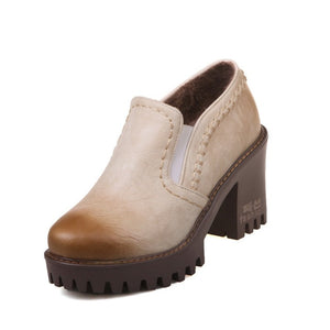Gdgydh Russian Women Shoes Autumn Round Toe Platform Female Pumps